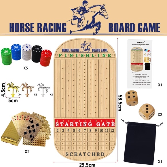Horse Race Board Game, 23IN Horse Racing Board Game - Picture 1 of 6